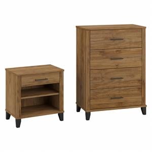somerset chest of drawers and nightstand set in fresh walnut - engineered wood