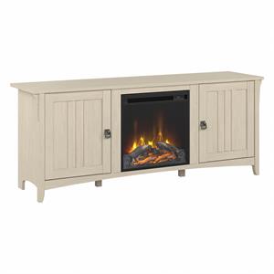 salinas electric fireplace tv stand in antique white - engineered wood