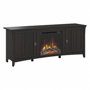 salinas electric fireplace tv stand in vintage black - engineered wood