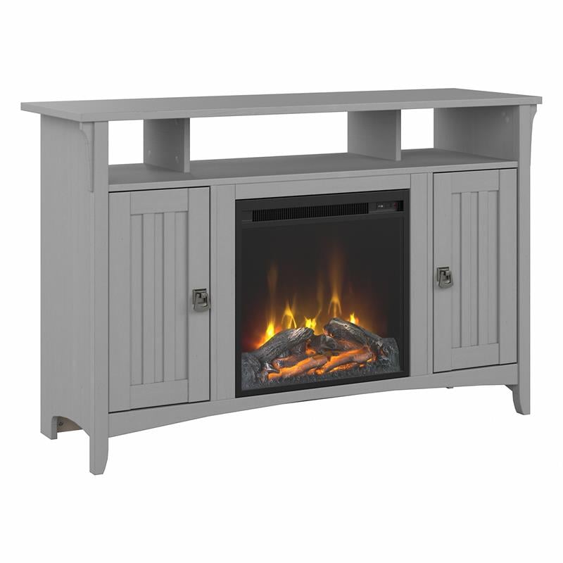 Salinas Tall Electric Fireplace TV Stand in Cape Cod Gray Engineered