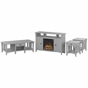 salinas tall fireplace tv stand & living room tables in gray - engineered wood