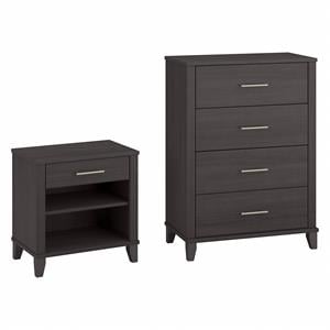 somerset chest of drawers and nightstand set in storm gray - engineered wood
