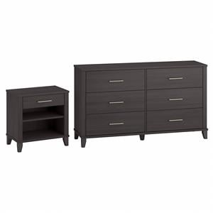 somerset 6 drawer dresser and nightstand set in storm gray - engineered wood