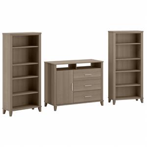 somerset office storage credenza & bookcases in ash gray - engineered wood
