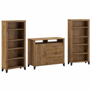 somerset office storage credenza & bookcases in fresh walnut - engineered wood