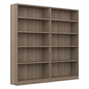 Universal Tall 5 Shelf Bookcase in Ash Gray (Set of 2) - Engineered Wood
