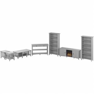 salinas fireplace tv stand living room set in cape cod gray - engineered wood