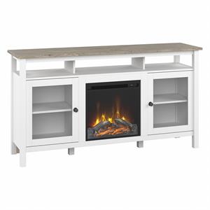 mayfield electric fireplace tv stand in white & gray - engineered wood