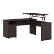 Cabot 60W 3 Position L Shaped Sit Stand Desk in Heather Gray - Engineered Wood