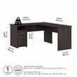 Cabot 60W L Shaped Desk with Drawers in Heather Gray - Engineered Wood