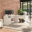 Cabot 60W L Shaped Desk with Drawers in White - Engineered Wood
