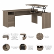 Cabot 72W 3 Position Sit to Stand L Desk in Ash Gray - Engineered Wood