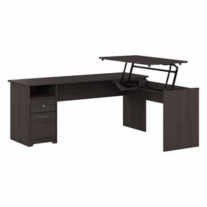 cabot 72w 3 position sit to stand l desk in heather gray - engineered wood