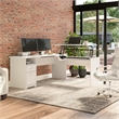 Cabot 72W 3 Position Sit to Stand L Desk in White - Engineered Wood