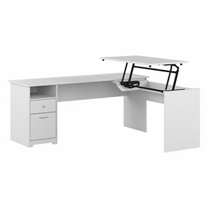 cabot 72w 3 position sit to stand l desk in white - engineered wood