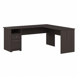 Cabot 72W L Shaped Computer Desk with File in Heather Gray - Engineered Wood