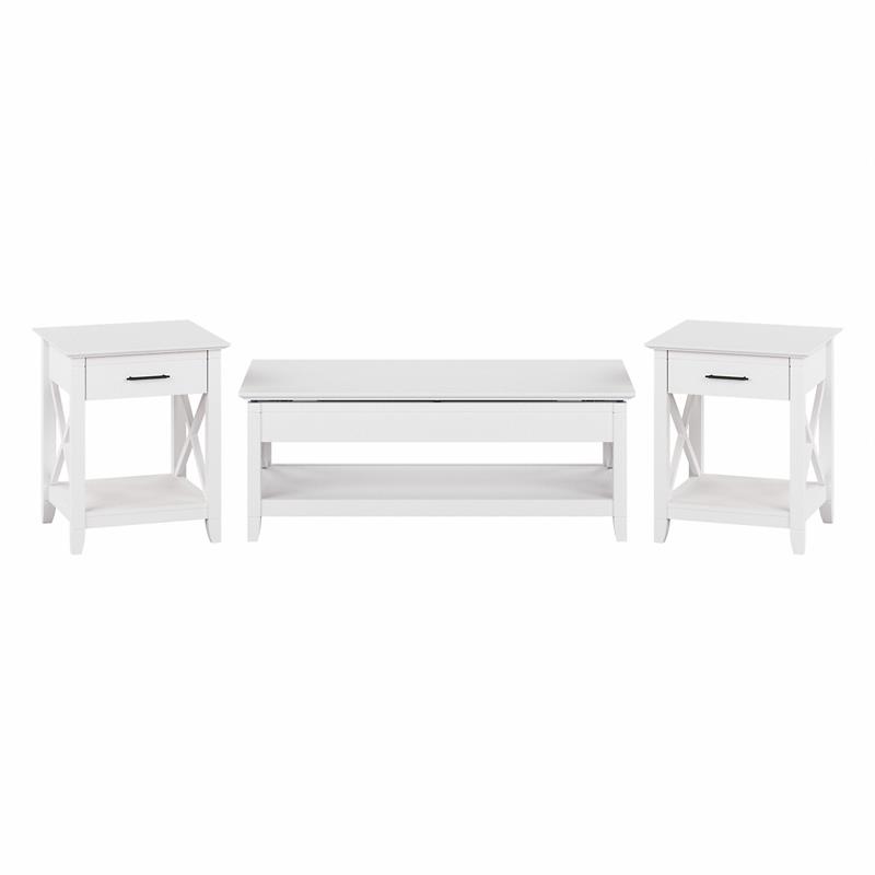 Key West Lift Top Coffee Table with End Tables in Pure White Oak