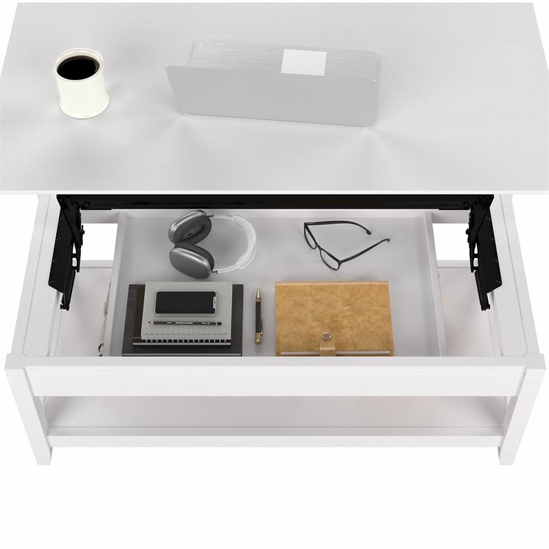 Key West Lift Top Coffee Table with Storage in Pure White Oak - Engineered Wood