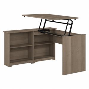 cabot 52w 3 position sit to stand corner desk in ash gray - engineered wood