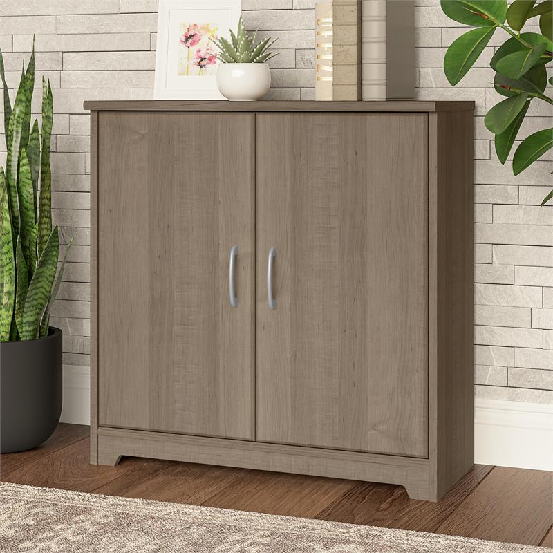 Cabot Small Storage Cabinet with Doors in Ash Gray - Engineered Wood