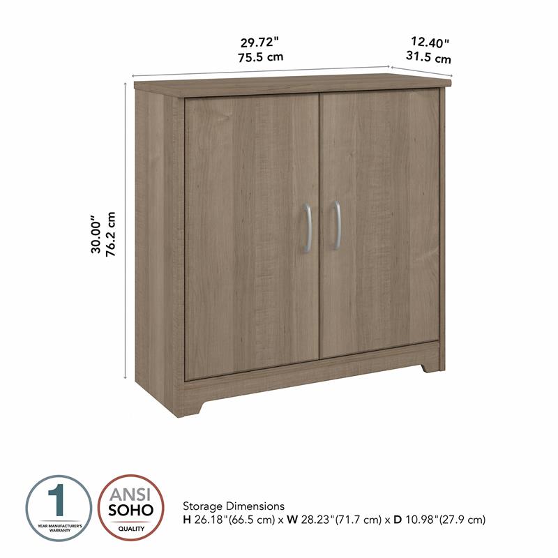 Cabot Small Entryway Cabinet with Doors in Ash Gray - Engineered Wood