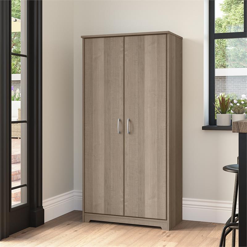 Cabot Tall Kitchen Pantry Cabinet with Doors in Ash Gray - Engineered ...