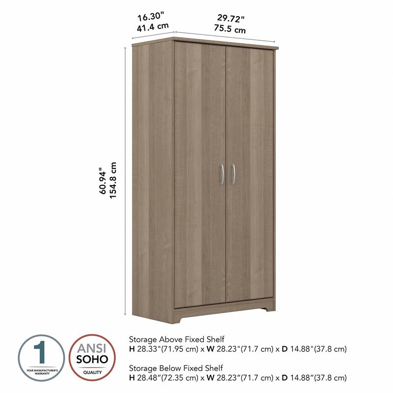 Cabot Tall Kitchen Pantry Cabinet with Doors in Ash Gray - Engineered Wood