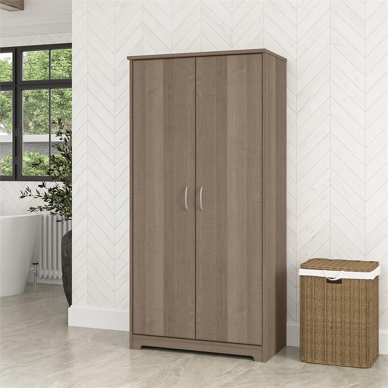 Cabot Tall Bathroom Storage Cabinet with Doors in Ash Gray - Engineered ...