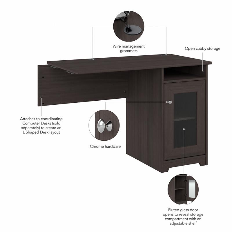 Cabot Desk Return with Storage in Heather Gray - Engineered Wood