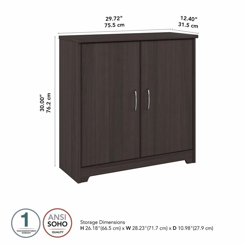 Cabot Small Entryway Cabinet with Doors in Heather Gray - Engineered Wood