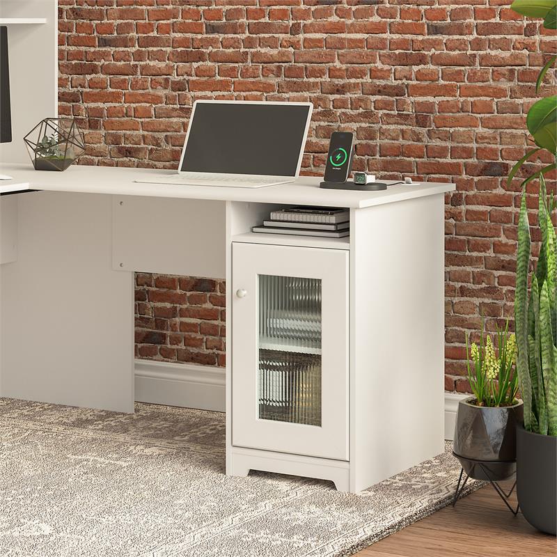 Cabot Desk Return with Storage in White - Engineered Wood