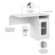 Cabot Desk Return with Storage in White - Engineered Wood