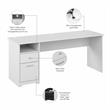 Cabot 72W Computer Desk with Drawers in White - Engineered Wood