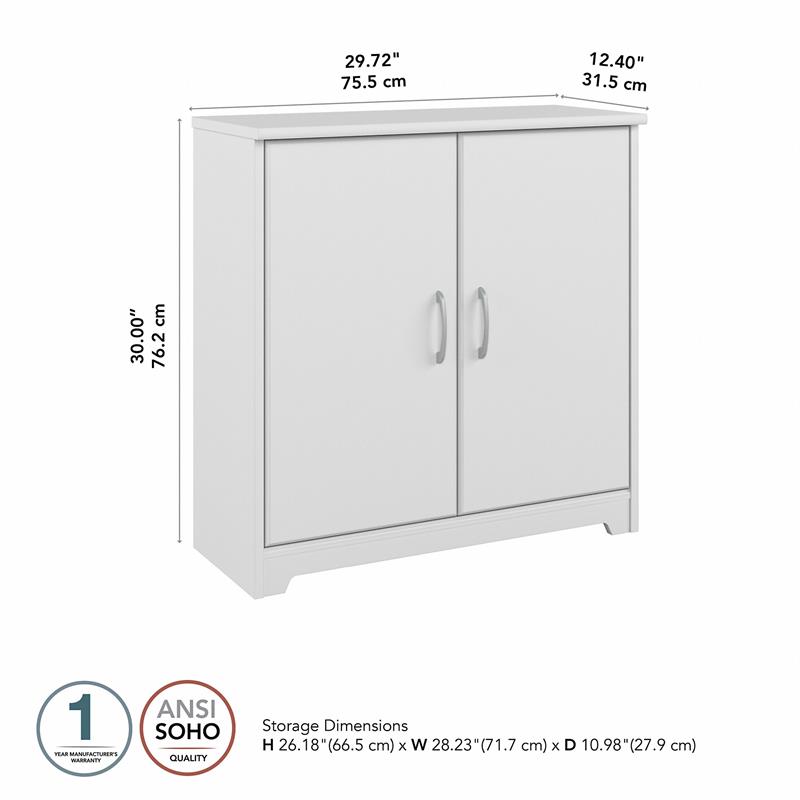 Bush Furniture Cabot Small Entryway Cabinet with Doors in White