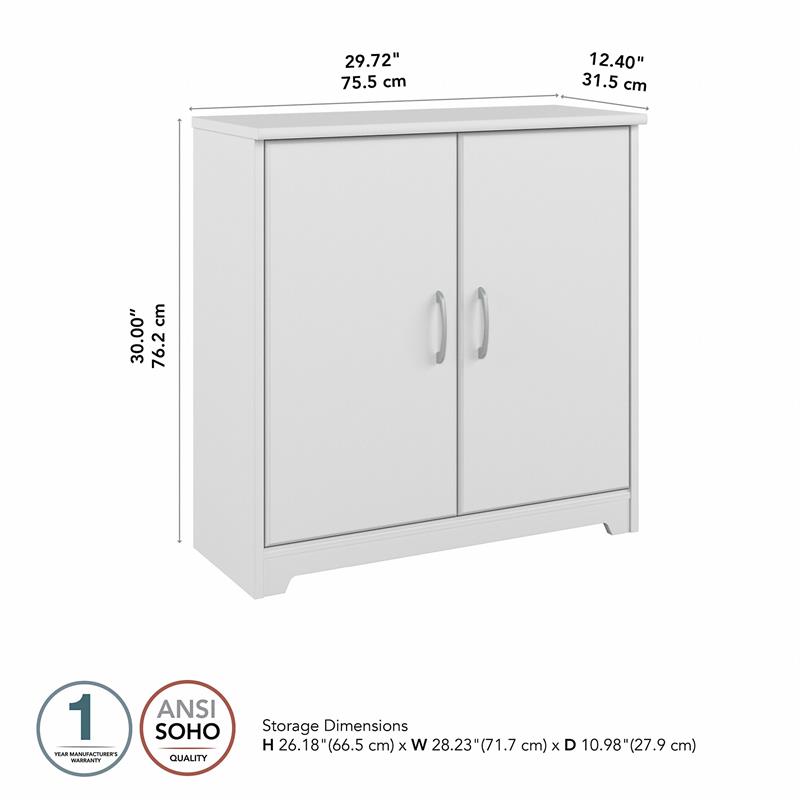 Cabot Small Bathroom Storage Cabinet in White - Engineered Wood