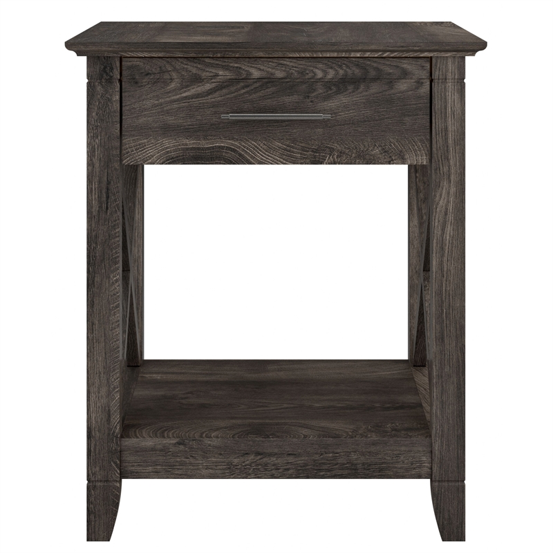 Key West End Table with Storage in Dark Gray Hickory - Engineered Wood