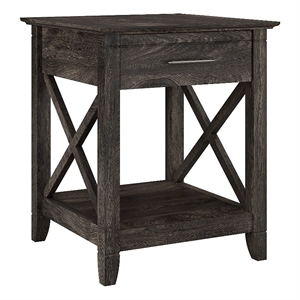 Key West End Table with Storage in Dark Gray Hickory - Engineered Wood
