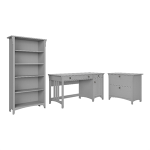 Salinas 60W Computer Desk and Storage Set in Cape Cod Gray - Engineered Wood