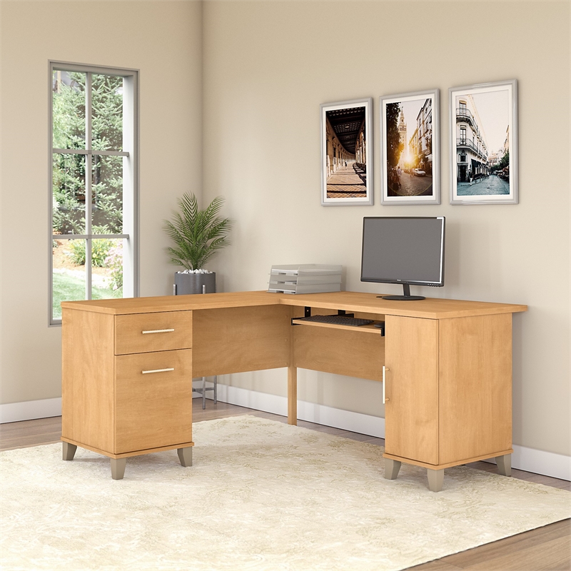Bush Furniture Somerset 60 L Shaped Desk with Storage, White