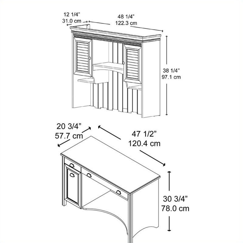 Bush Stanford Wood Computer Desk With Hutch In Black Wc5391pkg