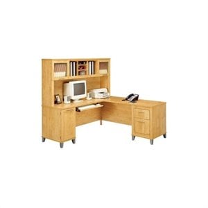 bush furniture somerset l-shaped desk home office set in maple cross