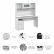 Cabot 60W Computer Desk with Hutch in White - Engineered Wood