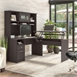 Cabot 60W Sit to Stand L Desk with Hutch in Heather Gray - Engineered Wood