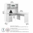 Cabot 60W L Shaped Computer Desk with Hutch in White - Engineered Wood