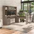 Cabot 72W Sit to Stand L Desk with Hutch in Ash Gray - Engineered Wood