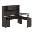 Cabot 72W Sit to Stand L Desk with Hutch in Heather Gray - Engineered Wood