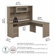 Cabot 72W L Shaped Computer Desk with Hutch in Ash Gray - Engineered Wood
