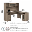 Cabot 72W L Shaped Computer Desk with Hutch in Ash Gray - Engineered Wood