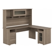 Cabot 72W L Shaped Computer Desk with Hutch in Ash Gray - Engineered Wood