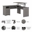 Cabot 60W 3 Position Sit to Stand L Shaped Desk in Modern Gray - Engineered Wood